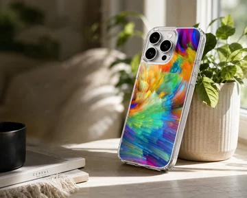 Vibrant abstract brushstroke phone case — Lifestyle