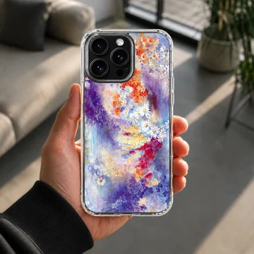 Abstract art design featuring colorful, serene swirls on phone case — Lifestyle