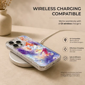 Abstract art design featuring colorful, serene swirls on phone case — Charging