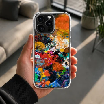 Vibrant abstract art with dynamic colors on phone case — Lifestyle