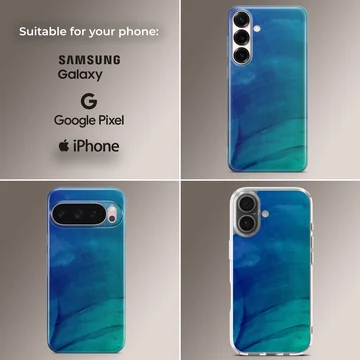 Blue and green abstract art design on phone case — Collage