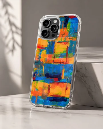 Colorful abstract artwork on phone case — Hero