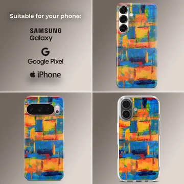 Colorful abstract artwork on phone case — Collage