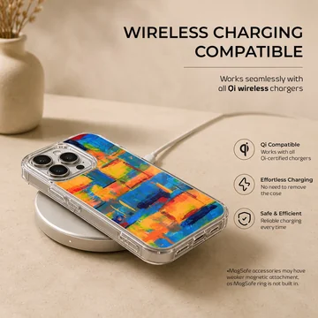 Colorful abstract artwork on phone case — Charging