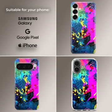 Dynamic abstract art with vibrant colors on phone case — Collage