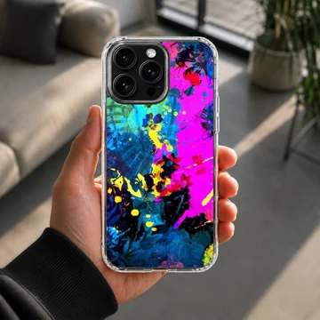 Dynamic abstract art with vibrant colors on phone case — Lifestyle