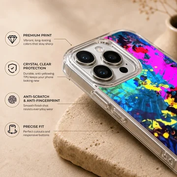 Dynamic abstract art with vibrant colors on phone case — Info