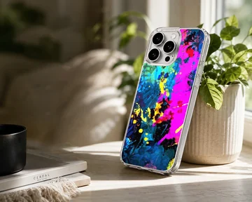 Dynamic abstract art with vibrant colors on phone case — Lifestyle