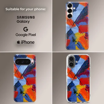 Vibrant abstract art phone case with dynamic colors — Collage