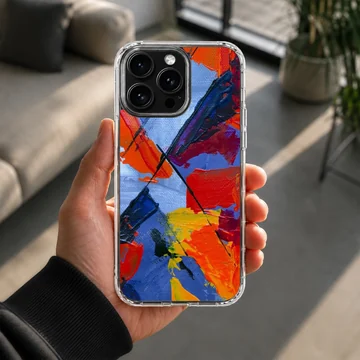 Vibrant abstract art phone case with dynamic colors — Lifestyle