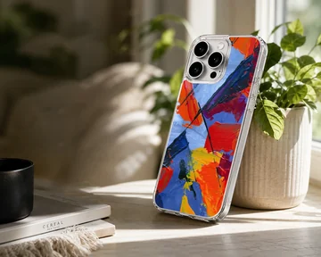 Vibrant abstract art phone case with dynamic colors — Lifestyle