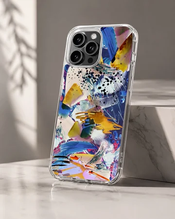 Dynamic abstract artwork with bold colors on phone case — Hero