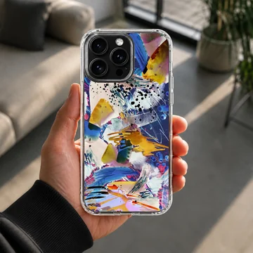 Dynamic abstract artwork with bold colors on phone case — Lifestyle