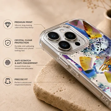 Dynamic abstract artwork with bold colors on phone case — Info