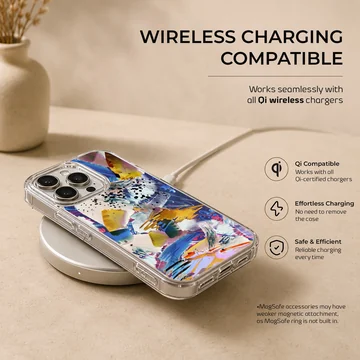 Dynamic abstract artwork with bold colors on phone case — Charging