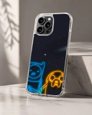 Adventure Time themed phone case with cartoon characters under a starry sky — Hero