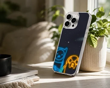Adventure Time themed phone case with cartoon characters under a starry sky — Lifestyle