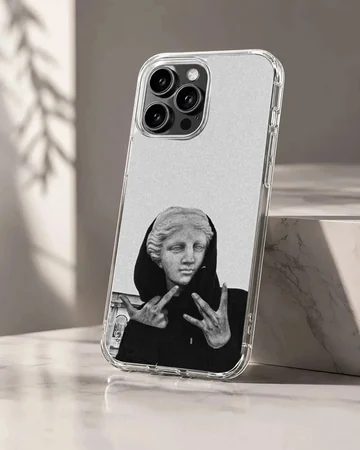 Aesthetic abstract art phone case featuring an edgy black and white design.