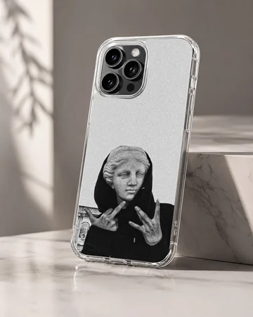 Aesthetic abstract art phone case featuring an edgy black and white design. — Hero