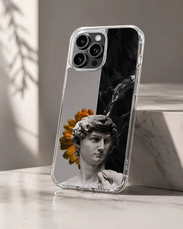 Aesthetic abstract art featuring a sculpture and abstract elements on phone case — Hero