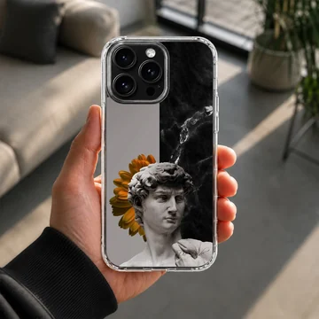 Aesthetic abstract art featuring a sculpture and abstract elements on phone case — Lifestyle