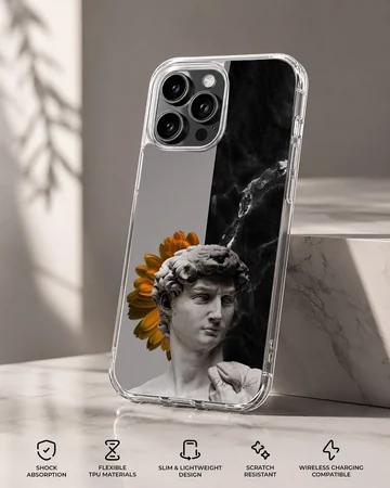 Aesthetic abstract art featuring a sculpture and abstract elements on phone case — Specs