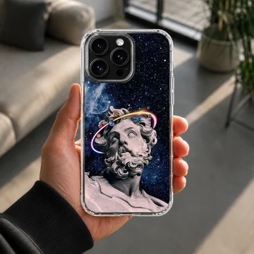 Cosmic sculpture design with abstract aesthetic on phone case — Lifestyle