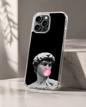 Aesthetic abstract art phone case featuring a bust with bubblegum — Hero