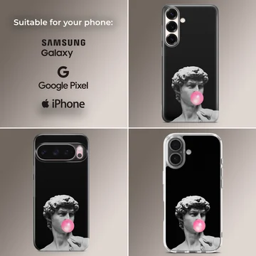 Aesthetic abstract art phone case featuring a bust with bubblegum — Collage