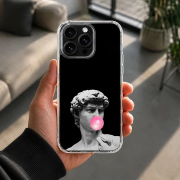 Aesthetic abstract art phone case featuring a bust with bubblegum — Lifestyle