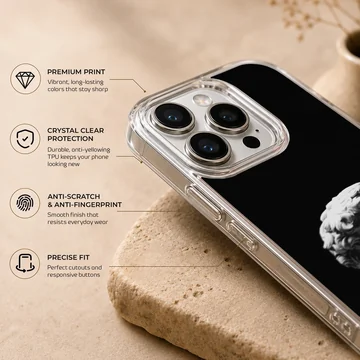 Aesthetic abstract art phone case featuring a bust with bubblegum — Info