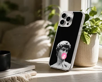 Aesthetic abstract art phone case featuring a bust with bubblegum — Lifestyle