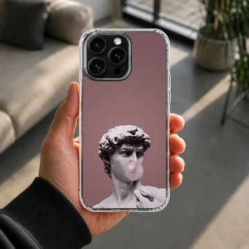 Aesthetic abstract art design featuring sculpture and bubblegum on a phone case — Lifestyle
