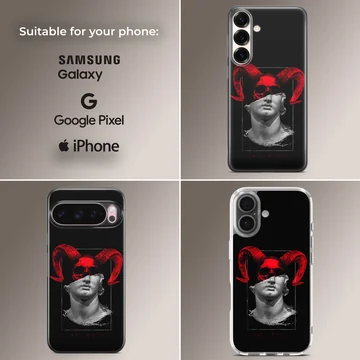 Abstract red sculpture on black background phone case — Collage