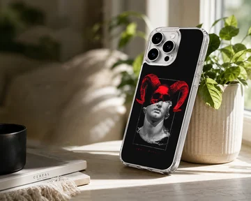 Abstract red sculpture on black background phone case — Lifestyle