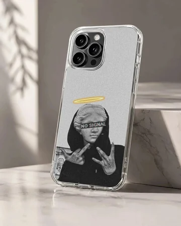 Edgy 'No Signal' aesthetic abstract art with halo on phone case