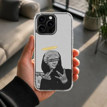 Edgy 'No Signal' aesthetic abstract art with halo on phone case — Lifestyle