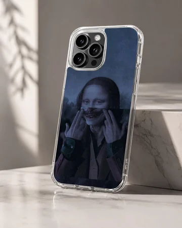 Aesthetic abstract artwork featuring a stylized portrait on phone case — Hero