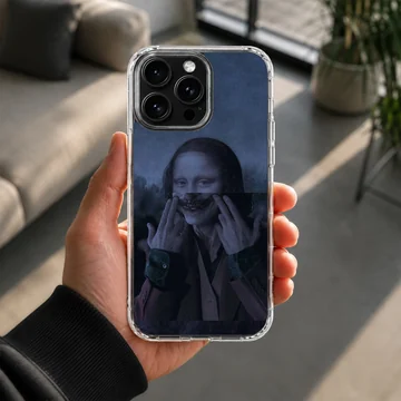 Aesthetic abstract artwork featuring a stylized portrait on phone case — Lifestyle