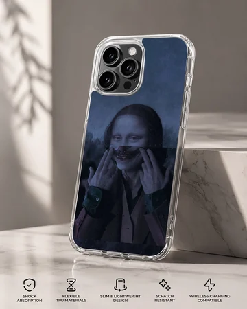 Aesthetic abstract artwork featuring a stylized portrait on phone case — Specs