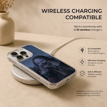Aesthetic abstract artwork featuring a stylized portrait on phone case — Charging
