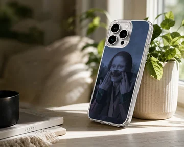 Aesthetic abstract artwork featuring a stylized portrait on phone case — Lifestyle