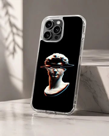 Aesthetic abstract art phone case with neoclassical bust design. — Hero