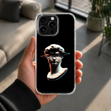 Aesthetic abstract art phone case with neoclassical bust design. — Lifestyle