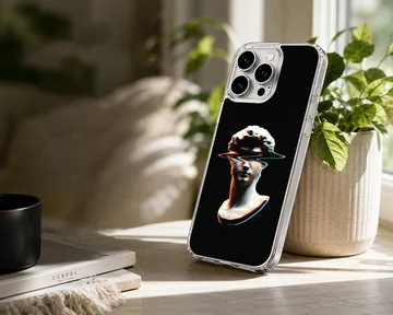 Aesthetic abstract art phone case with neoclassical bust design. — Lifestyle