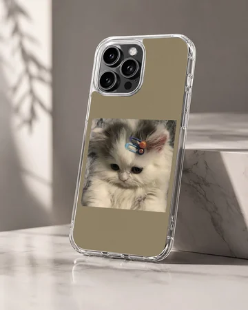 Aesthetic cat with playful expression printed on phone case — Hero
