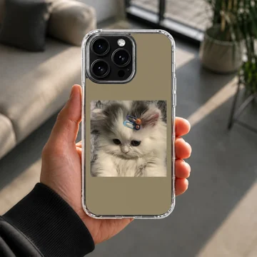 Aesthetic cat with playful expression printed on phone case — Lifestyle