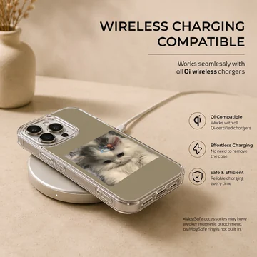 Aesthetic cat with playful expression printed on phone case — Charging