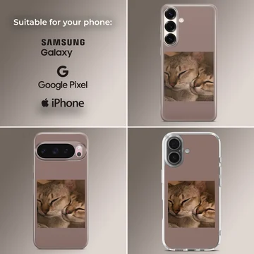 Serene aesthetic cat design on phone case — Collage
