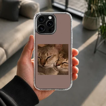 Serene aesthetic cat design on phone case — Lifestyle
